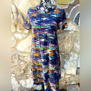 Lularoe Carly Dress Size Small S Aztec Blue Pink orange